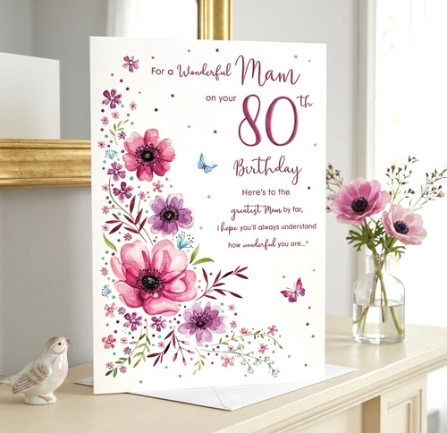 Birthday card mam 80th - birthday,