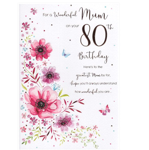 Birthday card mum - card, 80th
