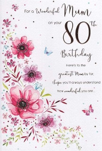 Mum 80th birthday card - birthday,