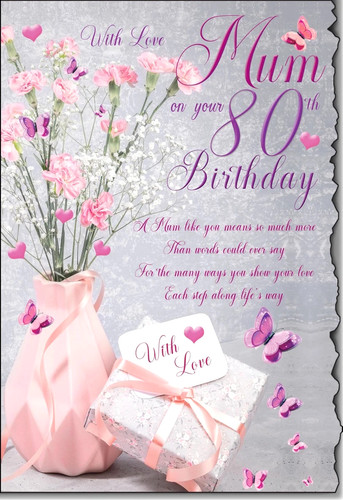 Birthday card mum 80th - card, 80th.