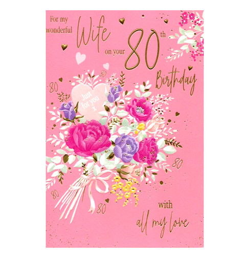 Birthday card wife 80th - 80th, 80