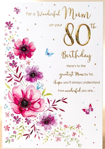 Birthday card mum - birthday, 80th