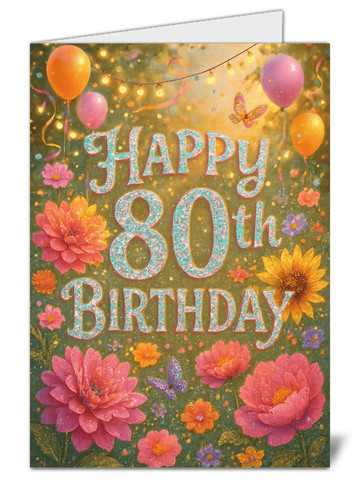 80th birthday card - 80th,