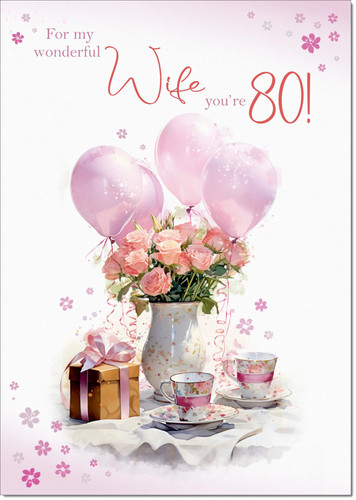 Doodlecards wife 80th birthday - doodlecards,